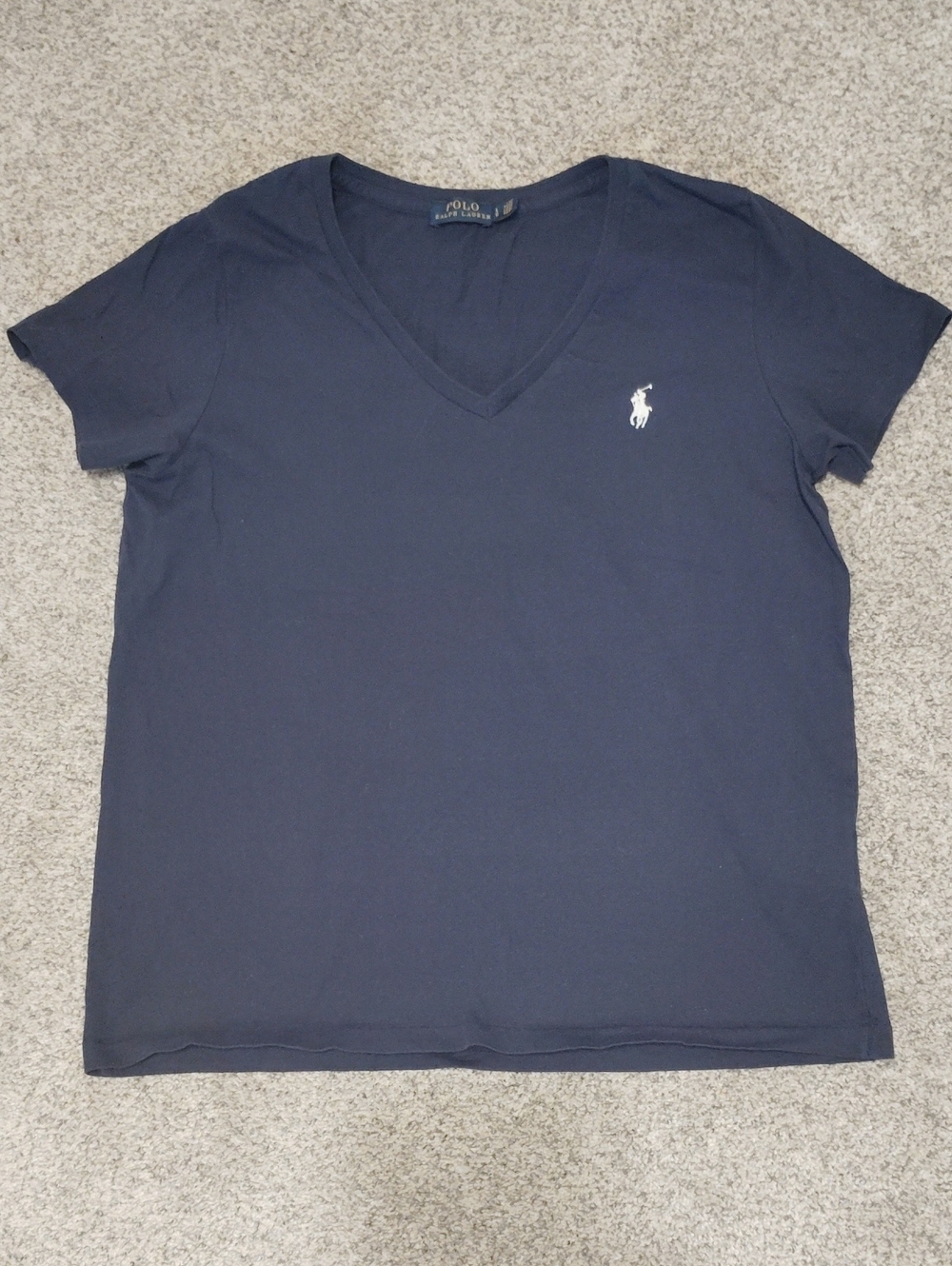 Polo by Ralph Lauren Navy V-Neck Tee with White Pony